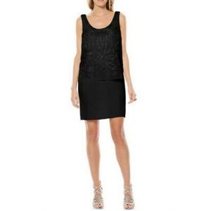 Laundry by Shelli Segal Chiffon Bead Embellished Layered Cocktail Dress